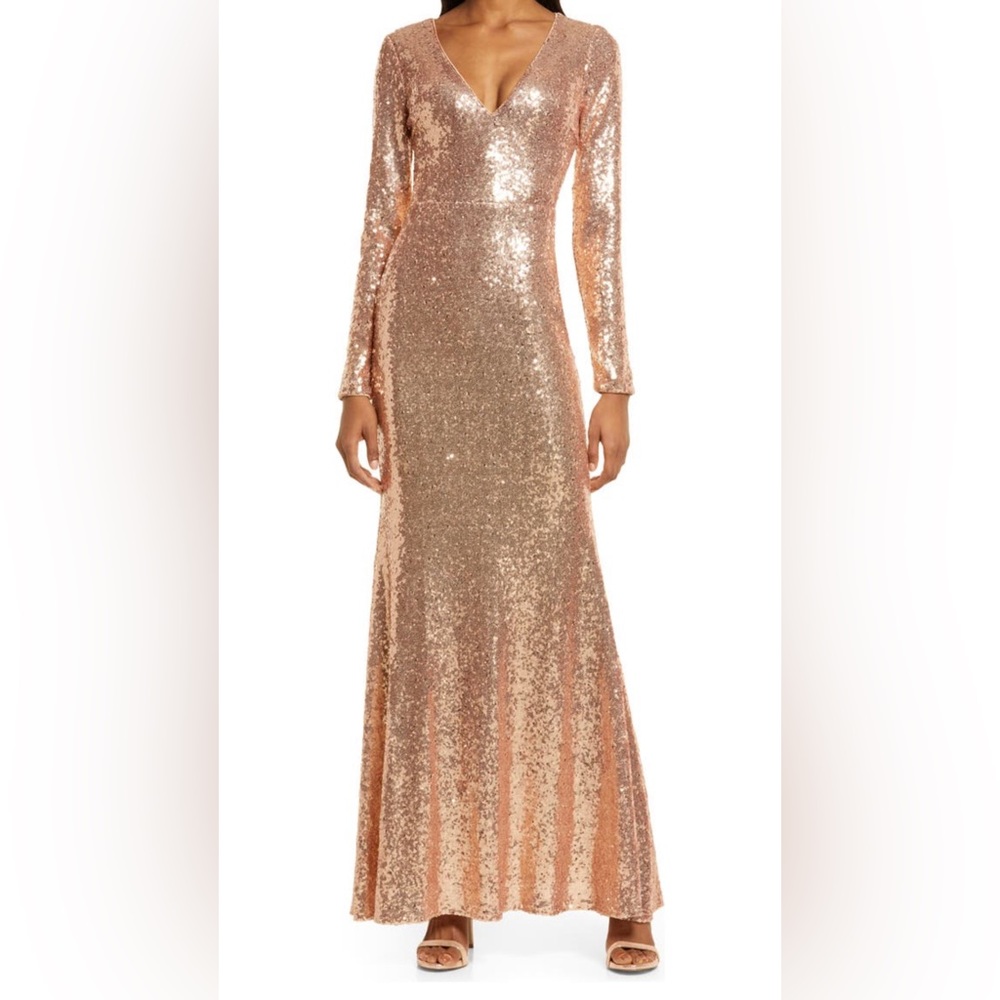 Lulus Sequin Long Sleeve Dress
